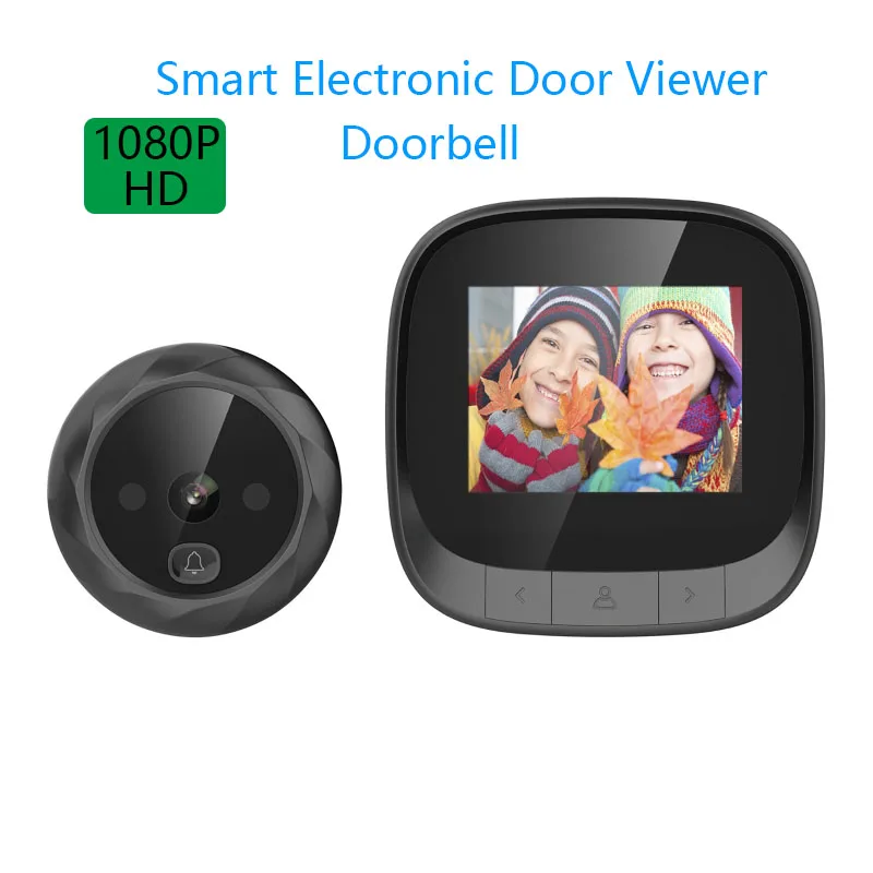 Câmeras de campainha com tela lcd de 2.4 polegadas, câmera olho mágico para porta, visão noturna, vídeo, campainha visual, proteção de segurança