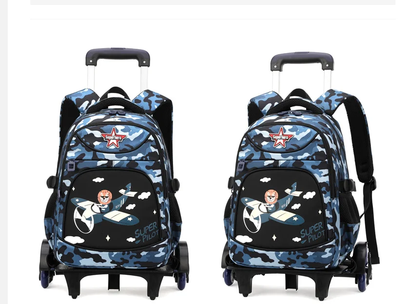 ZIRANYU School Trolley Bags for boys Rolling Backpack Elementary Students satche Trolley Bag Primary School Book Bag with Wheels