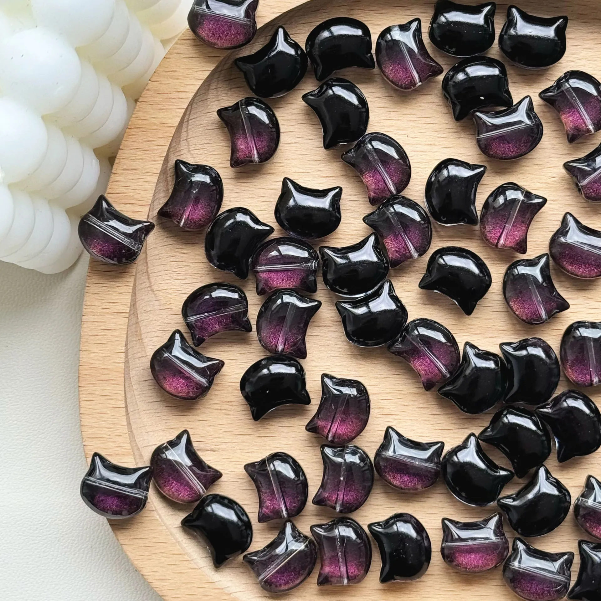 20Pcs 10x12MM Cute Cat Head Pendants Crystal Glass Loose Beads For DIY Jewelry Making Earings Necklace Supplier Bracelets Crafts