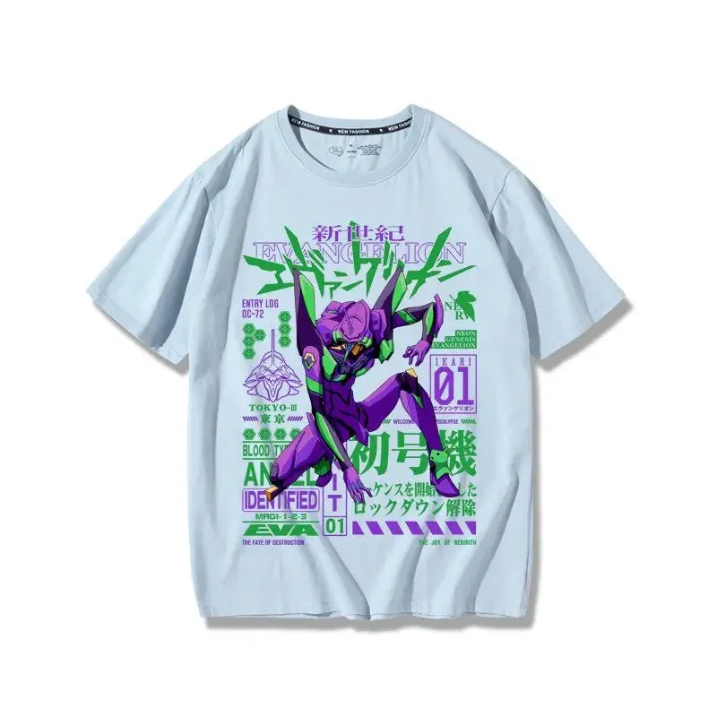 Neon Genesis Evangelion men\'s and women\'s new creative cartoon print T-shirt Japanese loose breathable round neck short sleeves