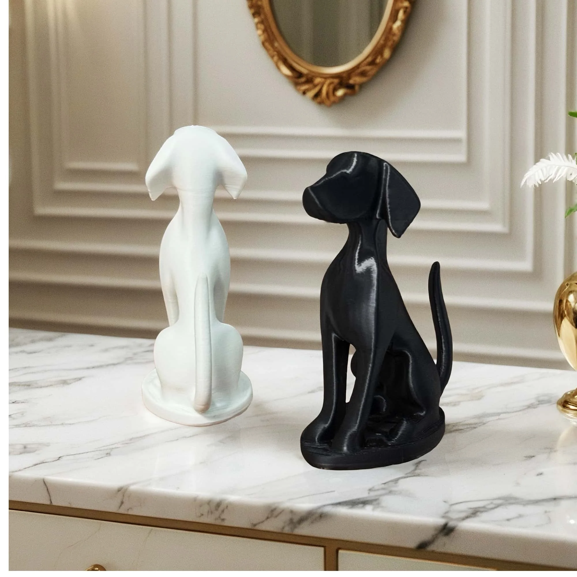 Abstract Sitting Dog Sculpture,  Modern Minimalist Dog Figurine, Home Decor for Dog Lovers, Desk Shelf Ornament - view 3