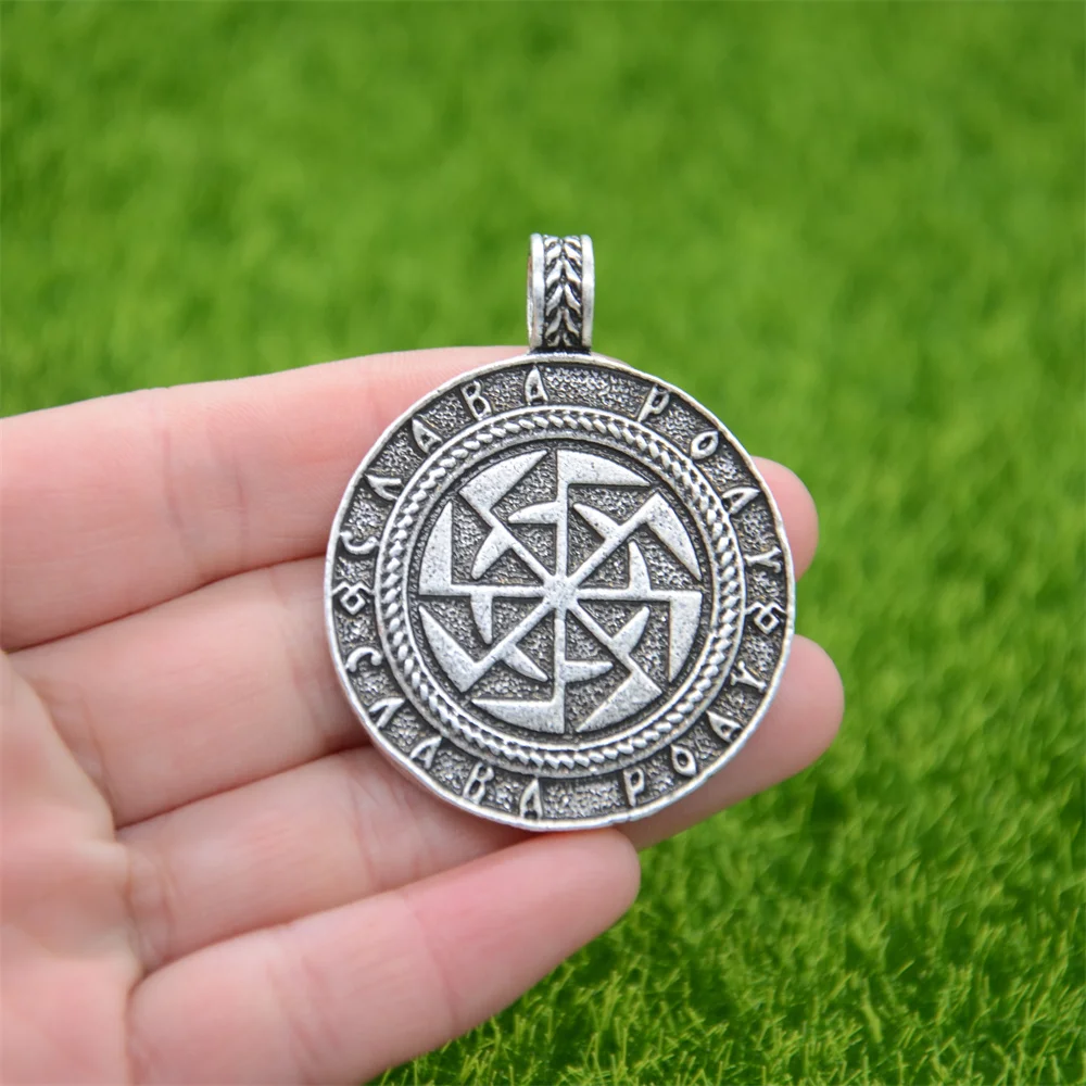 Nostalgia Double Slavic Kolovrat Pendant Jewelry Making Wicca Pagan Amulet Charms Mens Metal Pendants Necklaces