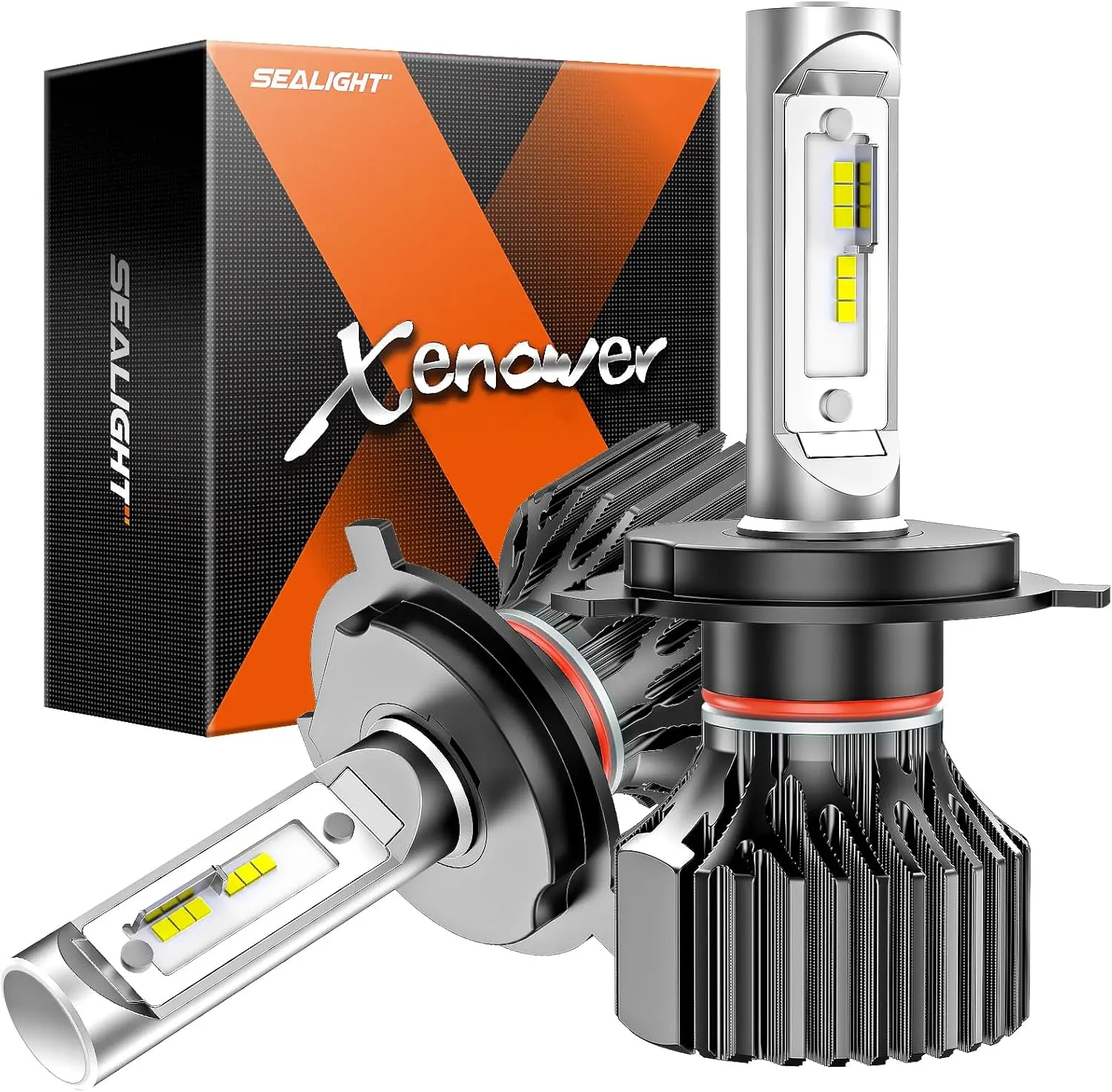 

H4/9003 Bulbs, H4 Powersport 6 times Super Brighter 30,000LM 9003 Light Bulbs or Fog Lights Plug and Play, Pack of 2