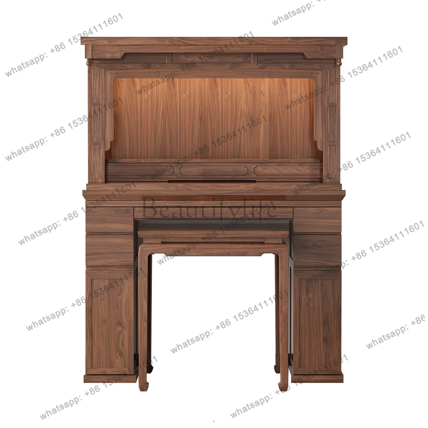 

Modern incense solid wood table, black walnut Buddhist cabinet integrated