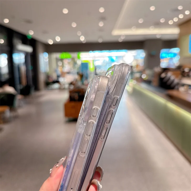 เคสโทรศัพท์ iPhone 17 16 15 Pro Max ลายภาพวาดสีน้ำมัน ประกายกลิตเตอร์ ทรายไหล เคลือบเงา วัสดุเหลว