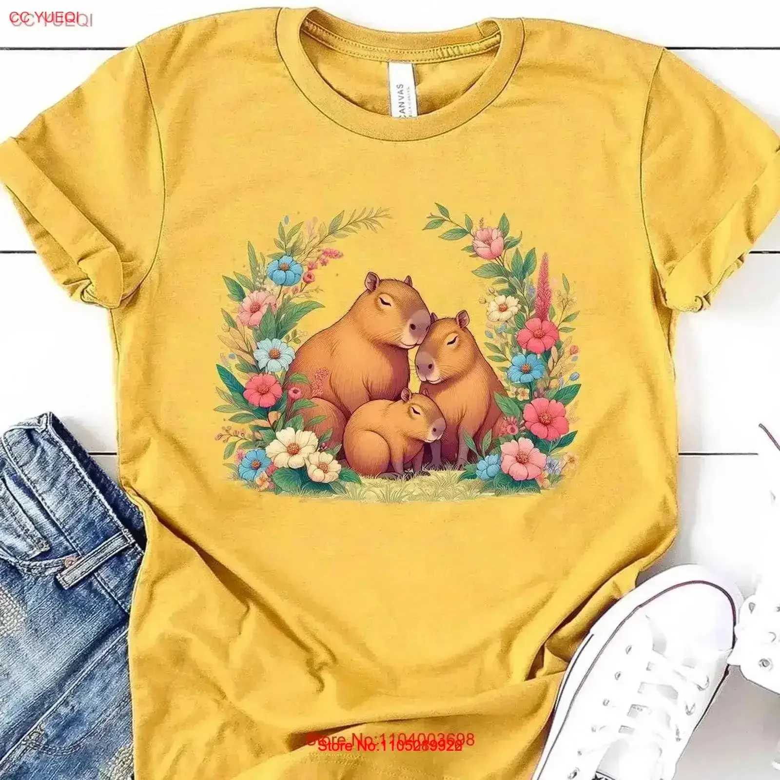 

Семейная футболка с капибарой, вдохновленная природой для любителей животных, любителей дикой природы, сувениры и одежда для приключений на открытом воздухе для мамы