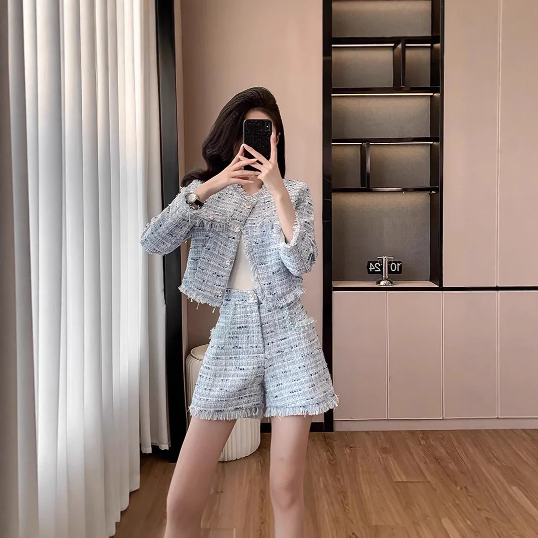 2025 Autumn And Winter New Temperament Celebrity Sense Fragrant Style Waist Thin Skirt + Coats Two-Piece Set