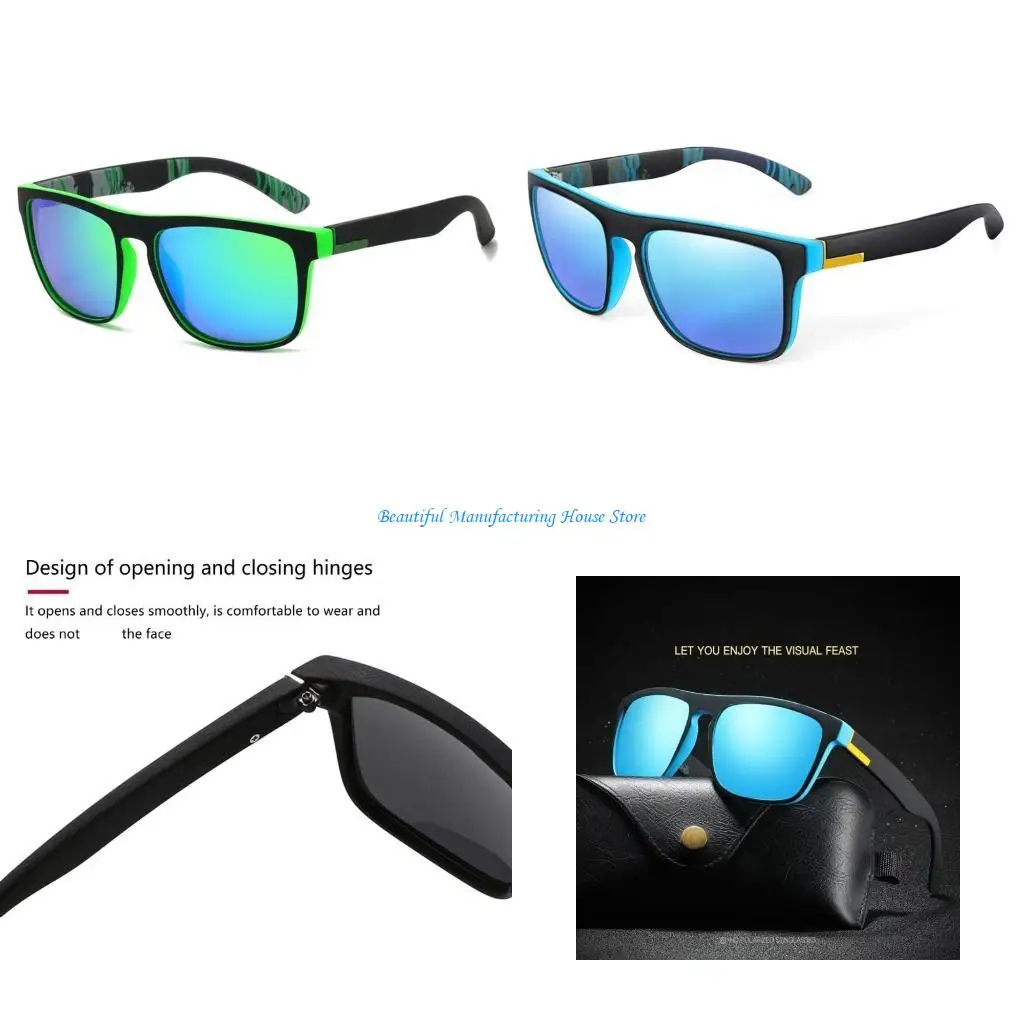 

E56A Square Frame Polarized Sunglasses Nonslip UV400 Protections Eyeglasses For Men Women Driving Beach Travel Activity