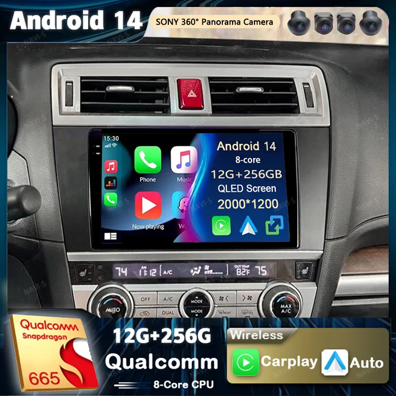 Android 14 For Subaru Outback 5 Legacy 6 2014 -2017 2K QLED Stereo Car Radio Multimedia Video Player GPS AI Voice CarPlay 4G DSP