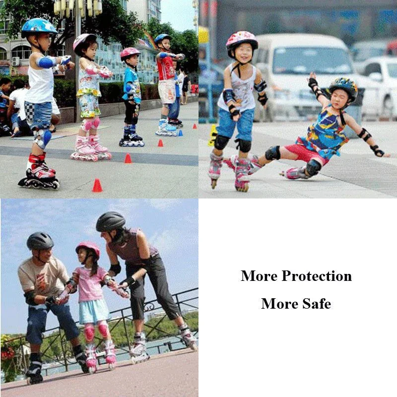 6pc/set Elbow Pads Bicycle Skateboard Ice Skate Roller Knee Protector for Adult Kids Gift Adjustable Skating Protective Gear Set