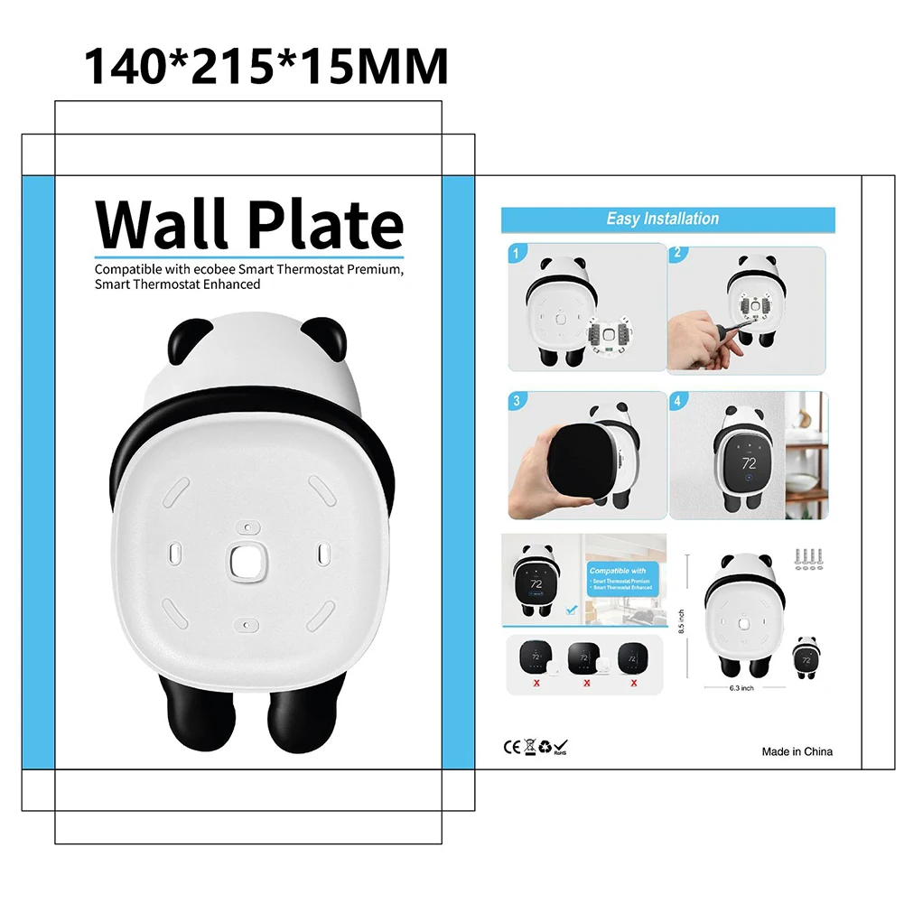 For Ecobee Smart Thermostat Wall Mount Bracket Optimized for For Ecobee Premium and Enhanced 2022 Thermostats ABS Assembly