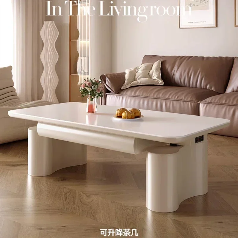Automatic Lifting Coffee Table Stone Plate Living Room Intelligent Electric Heating Multifunctional Dining Table Double-Use