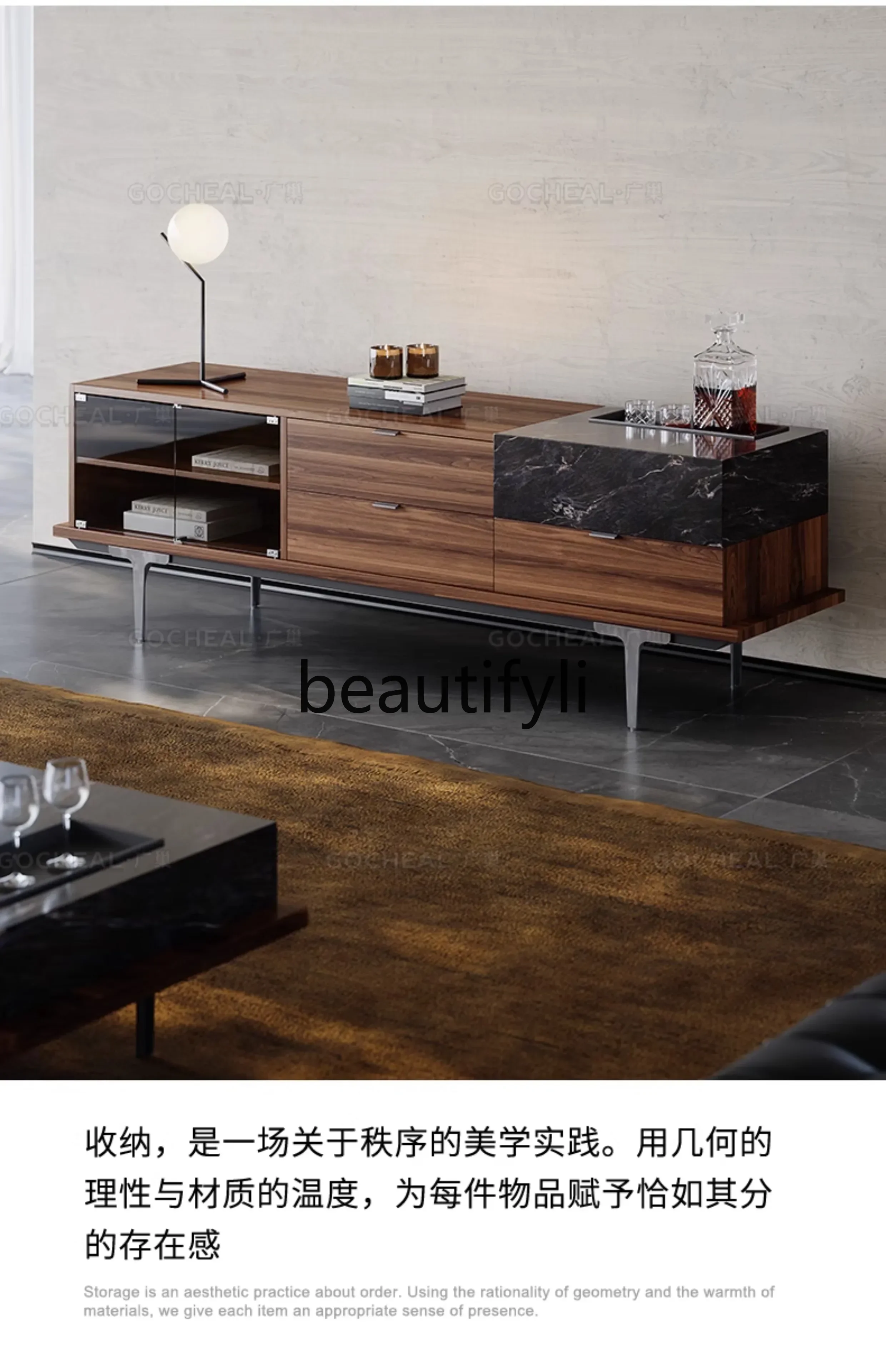 

D80 TV cabinet Italian small apartment living room locker storage integrated new high-end sense
