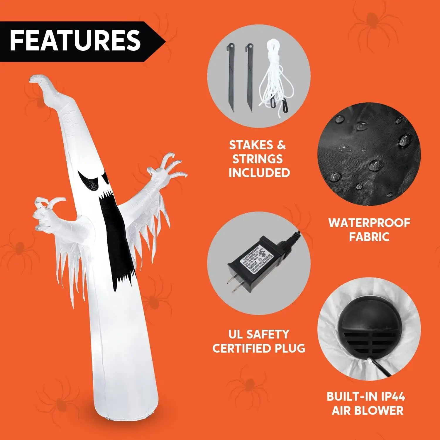 Joyfy 12ft Halloween Ghost نفخ الأشباح العملاقة القابلة للنفخ مع المدمج في LED لطائح ساحة الهالوين