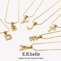 E.B.belle Delicated Waterproof Pearl Letter Necklace Minimalist Stainless Steel Thin Snake Chain Initial Necklace For Women