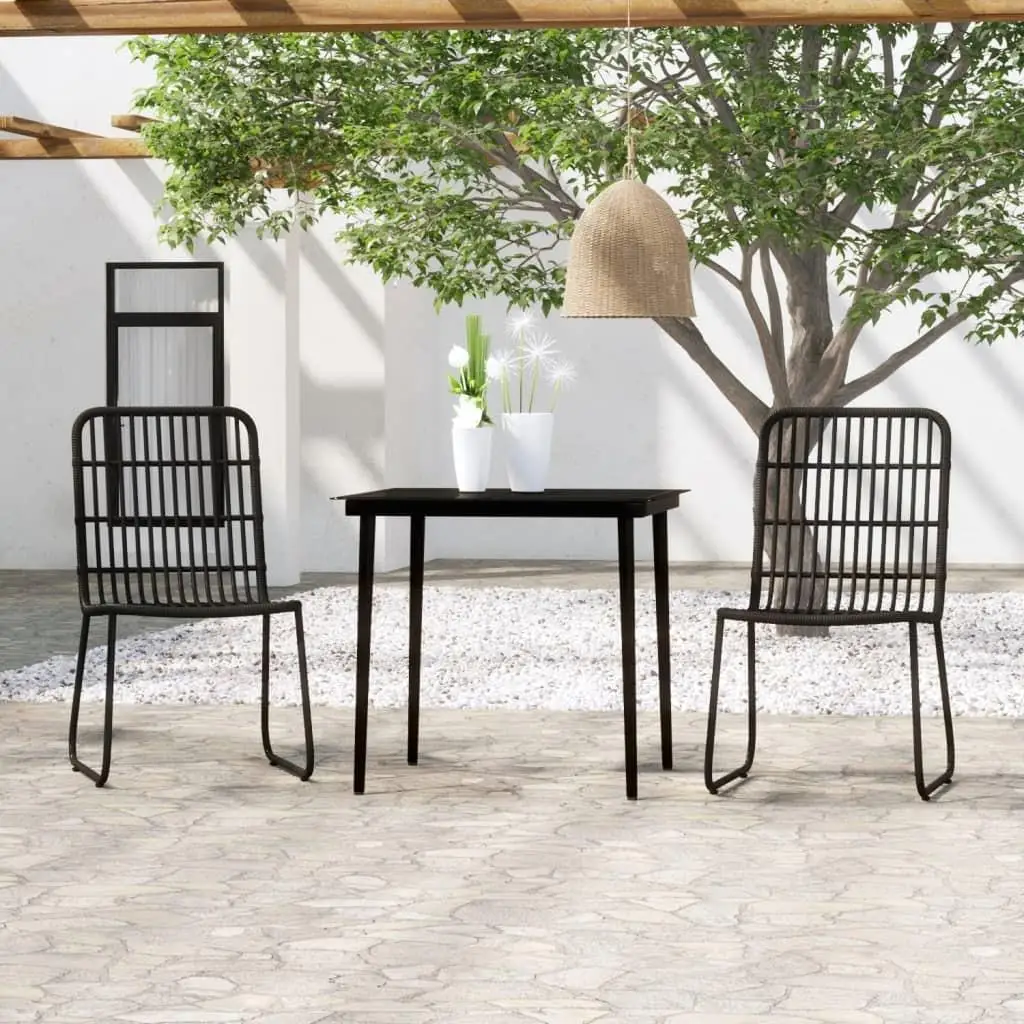 Stylish 3-Piece Black Patio Dining Set for Outdoor Comfort and Elegance