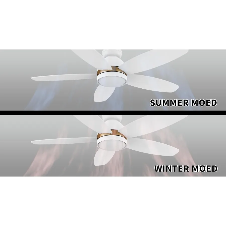 48 Ceiling Fan with Light Flush Mount DC 10 Speeds Silent Ceiling Fan with Remote Control 3 Adjustable Light Colors Dimmable LE