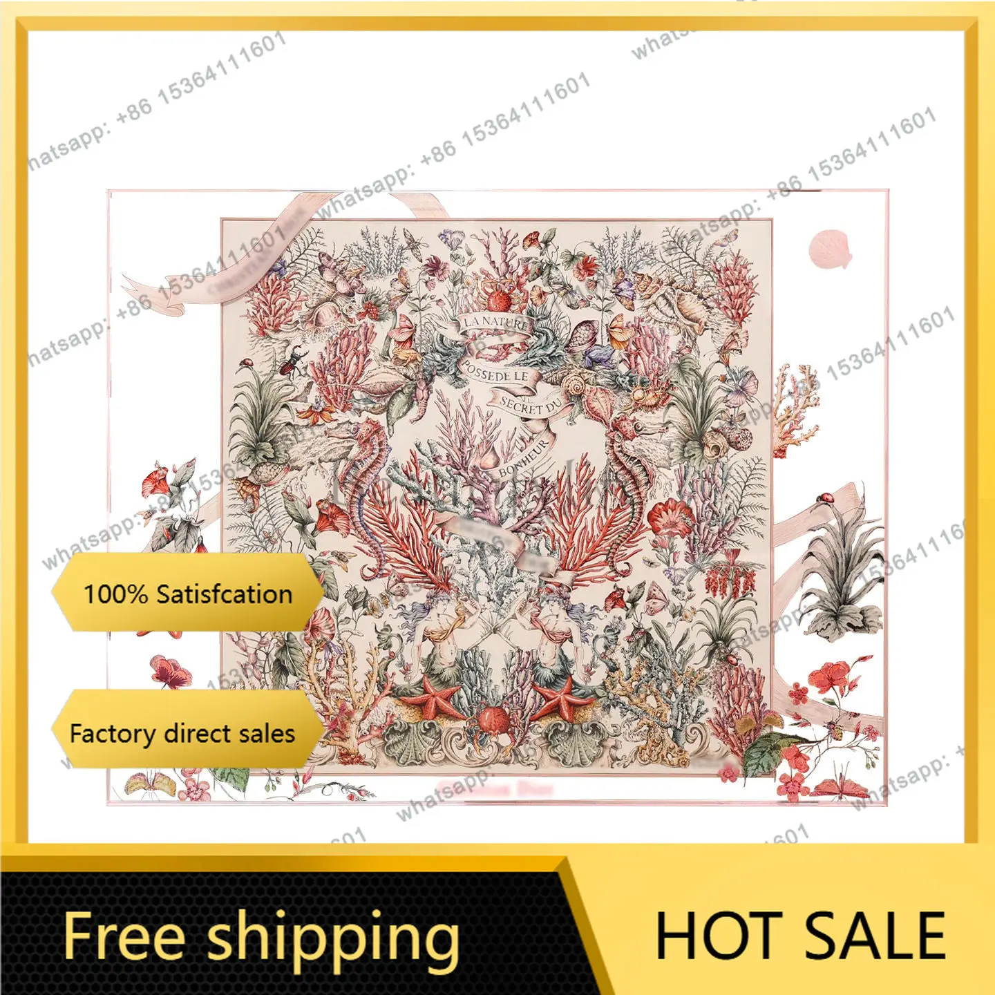 LJY French cream wind light luxury high-end acrylic silk scarf hanging painting