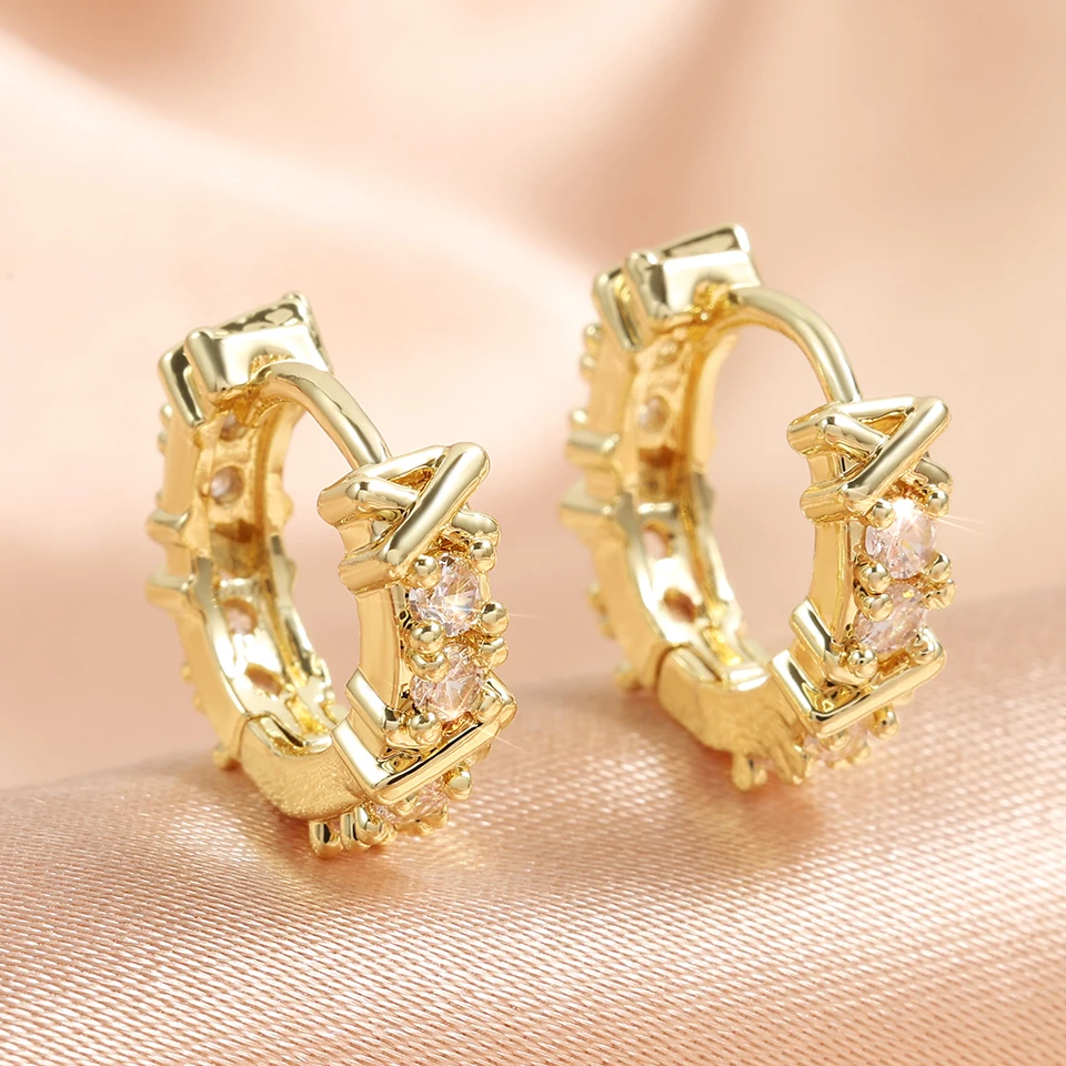 UILZ New Korea INS Gold Color Cross Hoop Earrings For Women Fashion Zircon Earring Daily Work Jewelry