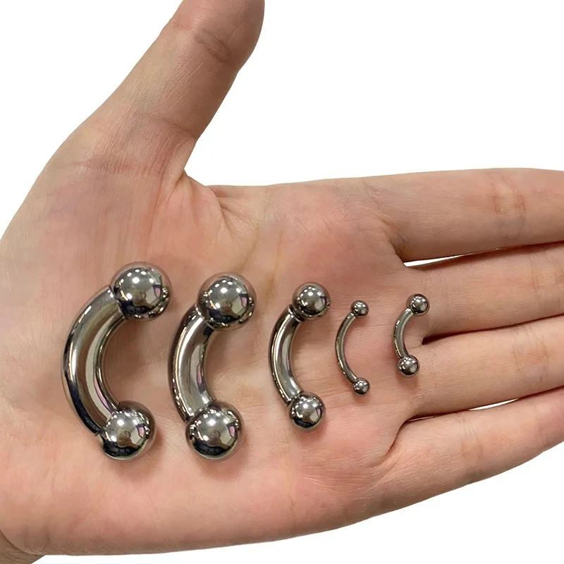 1Pcs Curved Genital Barbell Nose Ring Large size  Threaded With Balls Earring Lip Stud Eyebrow Labret Body Piercing Jewelry