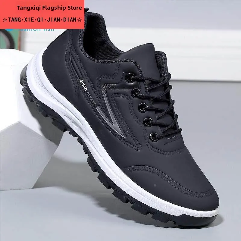 

Мужские повседневные кожаные спортивные туфли, легкие кроссовки для бега и работы, мягкие ботинки для активного отдыха, весна-осень, новинка, для путешествий