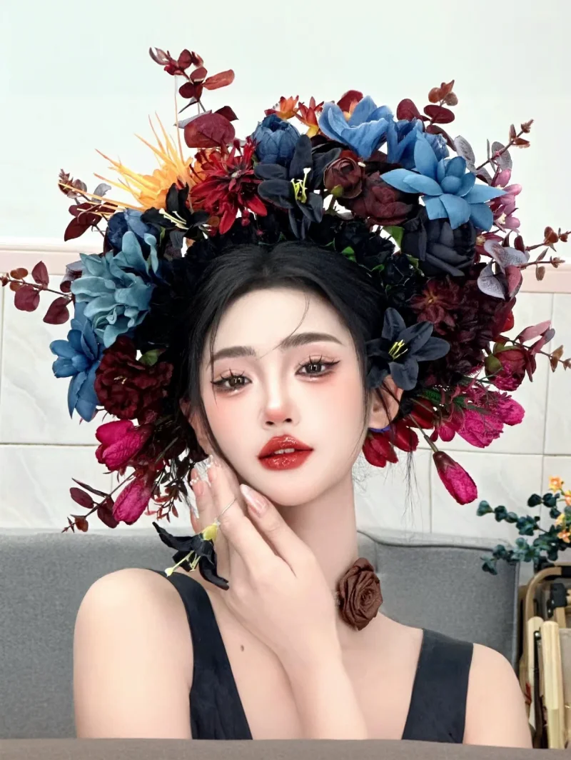 2024 New Style of Headwear National Wind High Appearance Level Beautiful Explosion Simulation Hairband Photo Decoration