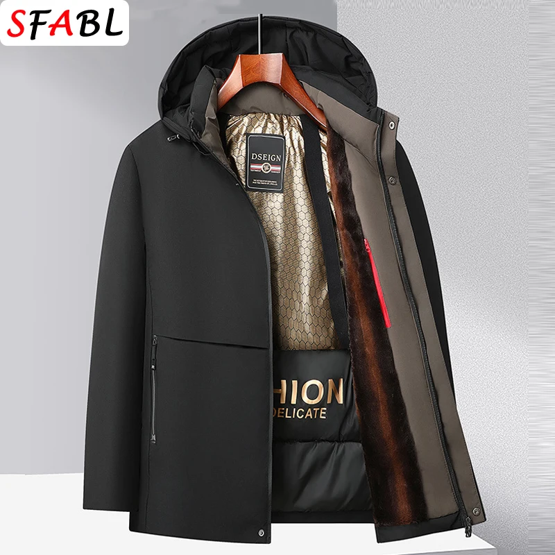 

Windbreak Padding Parka Men Removable Hood Men's Winter Jacket Thermal Warm Coat Fleece Lining Ski Snow Jackets for Men Overcoat