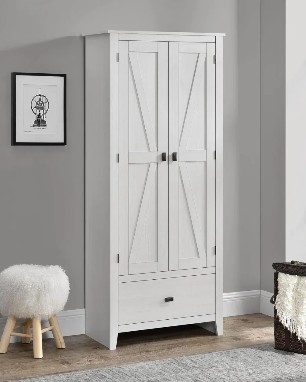 

30" Wide Storage Cabinet, Ivory Pine，Kitchen pantry, Kitchen Pantry, multifunctional storage