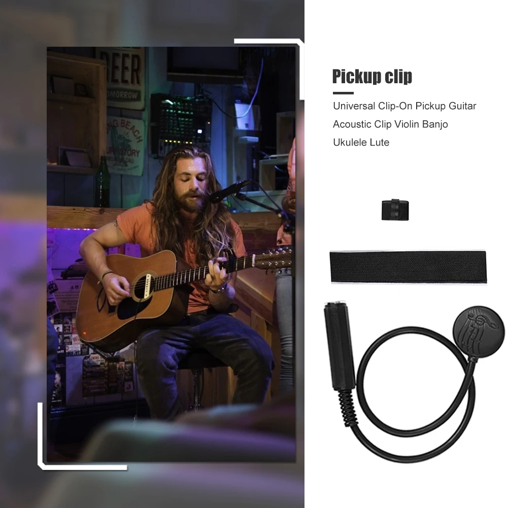 ميكروفون مكثف محمول لاقط المواد المطاطية ملحقات الآلات الموسيقية لميكروفون الاتصال العام لكمان الجيتار