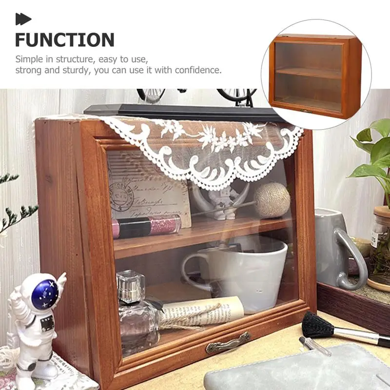 Display Cabinet Retro Wooden Desk Storage Box Multi-Layer Figure Display Stand Desktop Drawer Type Jewelry