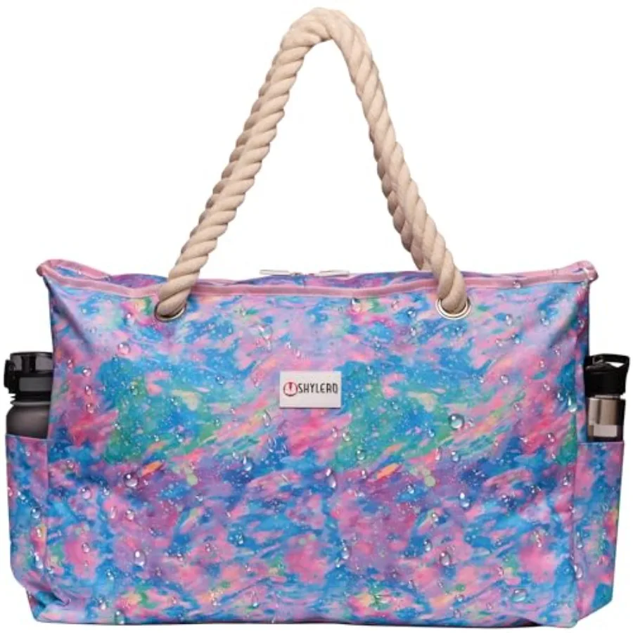

Beach Bag and Pool Bag Has Cooler Pocket 7 Pockets Total Zip Top. Family Size Waterproof Beach Tote
