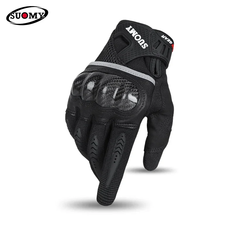 SUOMY Summer Motorcycle Gloves Touchscreen Wear-resistant Motorcyclist Guantes Carbon Fiber Anti-Drop Breathable Motobike Luvas