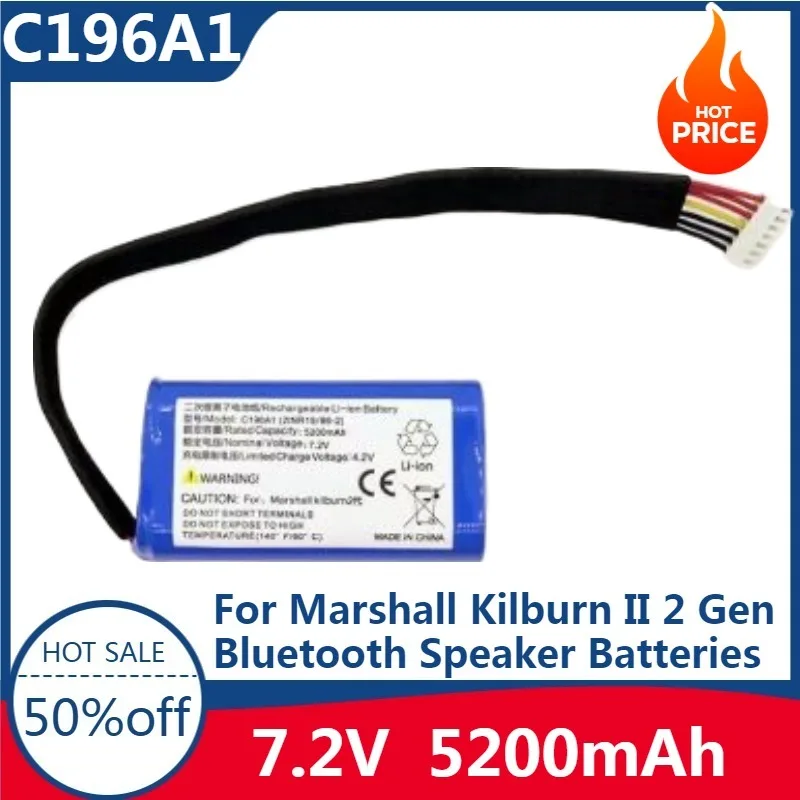 

New 5200mAh Newest High quality Battery C196A1 7252-XML-SP For Marshall Kilburn II 2 Gen Bluetooth Speaker Batteries