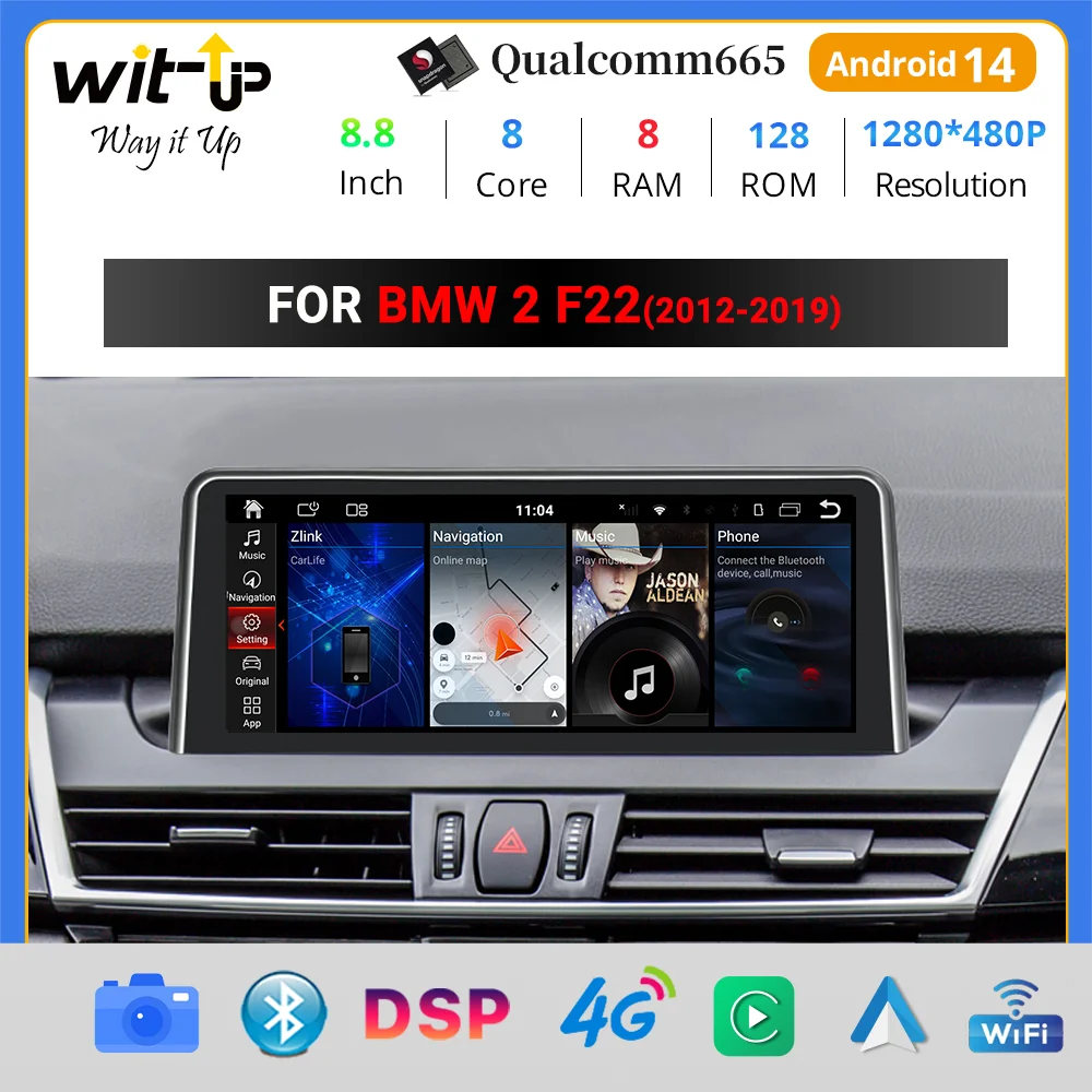 

Wit-Up Car Radio For BMW 2 F22 2013-2019 Full Screen Upgrade Android 14 Car Accessorie Smart Stereo CarPlay Autoradio Head Unit