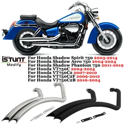 For Honda VT750C VT750C2F Shadow Spirit Aero Phantom 750 Motorcycle Exhaust Full Escape Systems Slip On Front Link Pipe Muffler