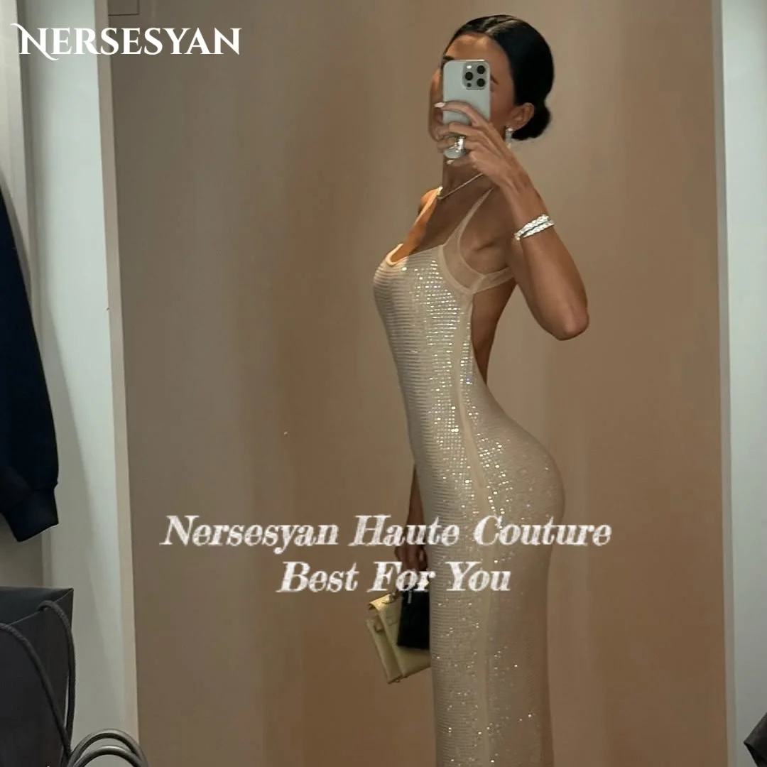 Nersesyan Luxe Paillettes Sirène Robes De Soirée Paillettes Col Carré Robe Formelle Moulante Robe De Soirée pла Hei Ramonч Heiе Personnalisé