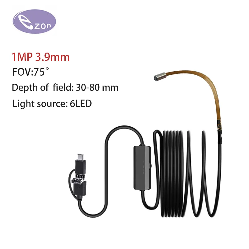 3.9mm Endoscópio HD720P Câmera Dupla  3 EM 1 Micro USB Para  Android Telefones Boroscópio de Inspeção de Tubos À Prova D 'Água