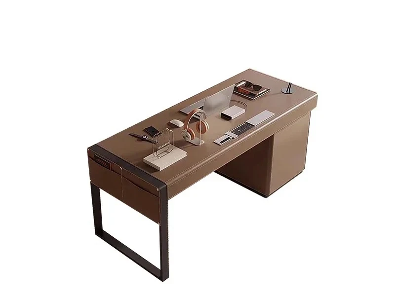 

Italian saddle leather desk simple home study desk bedroom designer computer deskpara casa