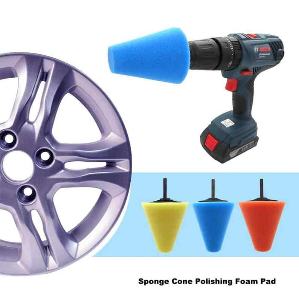 1-8Pcs M6 Automotive Wheel Hub Steel Rim Polishing Disc Cone Sponge Ball Blind Angle Polishing Wheel Automotive Beauty Products