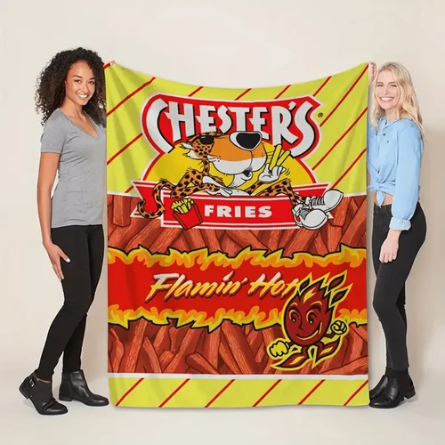 창의적인 프렌치 프라이 패턴 플란넬 담요, 소파 소파, 사무실 침대, 캠핑 여행, 다목적 선물 담요, 모든 S, 1 개 
