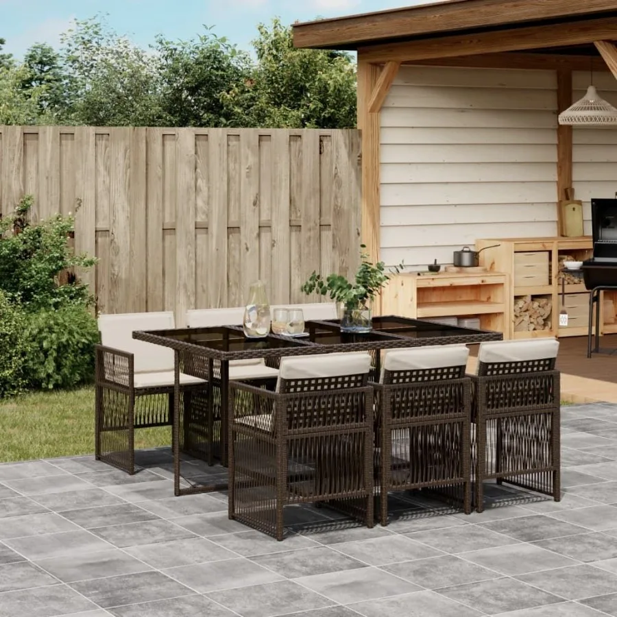 

Garden Dining Set Brown and cream