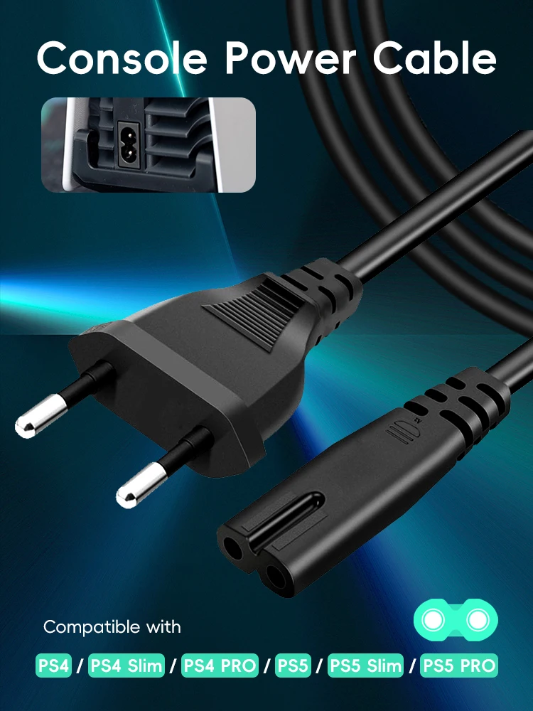 DATA FROG 1M/1.5M/3M EU C7 Power Cord Pure Copper Cable for PS4, PS5, Speaker, Monitor, Samsung LG TV, Printer, Computer