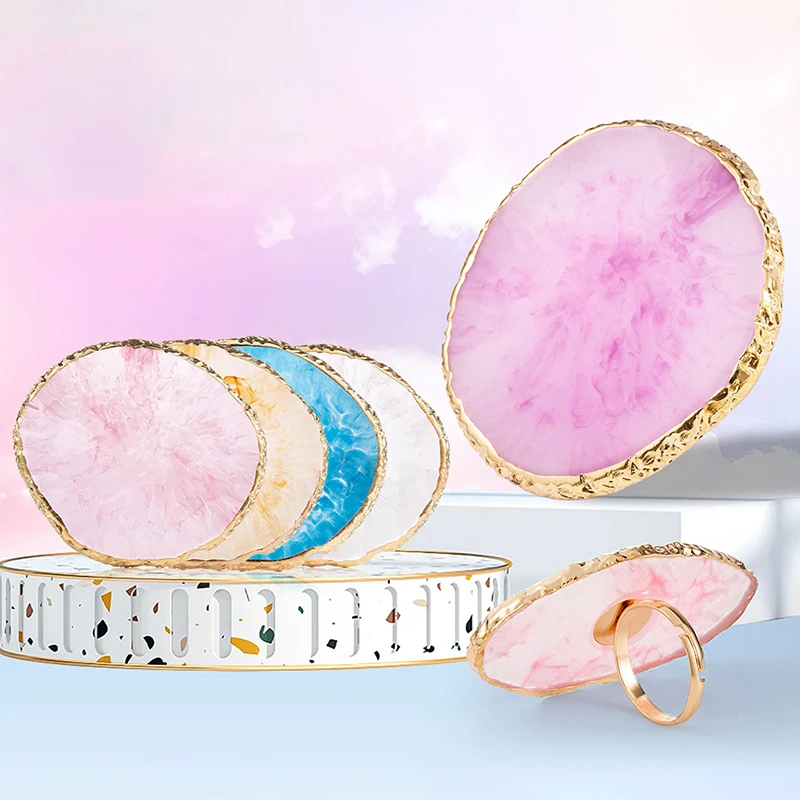 1pc Harz Stein Nail Art Palette Fingerring falsche Nägel Tipps Zeichnung Farbmischung Display DIY Maniküre Politur Gel Werkzeug