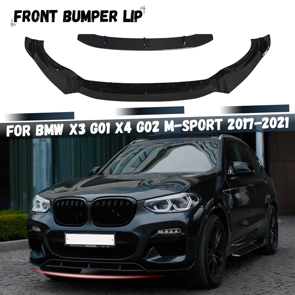 Car Front Bumper Lip Spoiler Splitter Diffuser Bodykits Tuning For BMW X3 G01 X4 G02 M40i M40d M-Pack M-Sport 2017-2021
