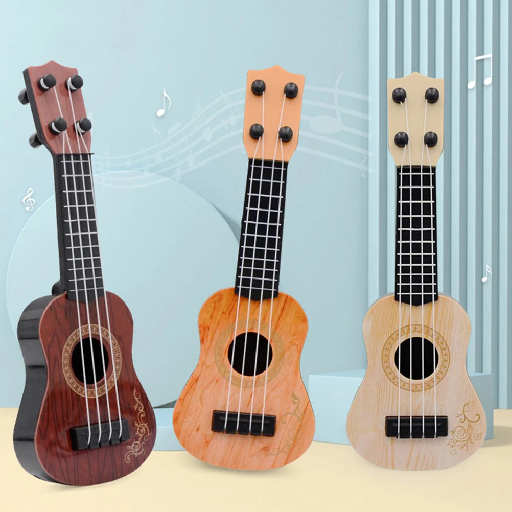 2 szt. Mini Ukulele modele dla malucha zabawki do wczesnej edukacji Ukulele dla dzieci chłopcy Instrument muzyczny zabawka edukacyjna