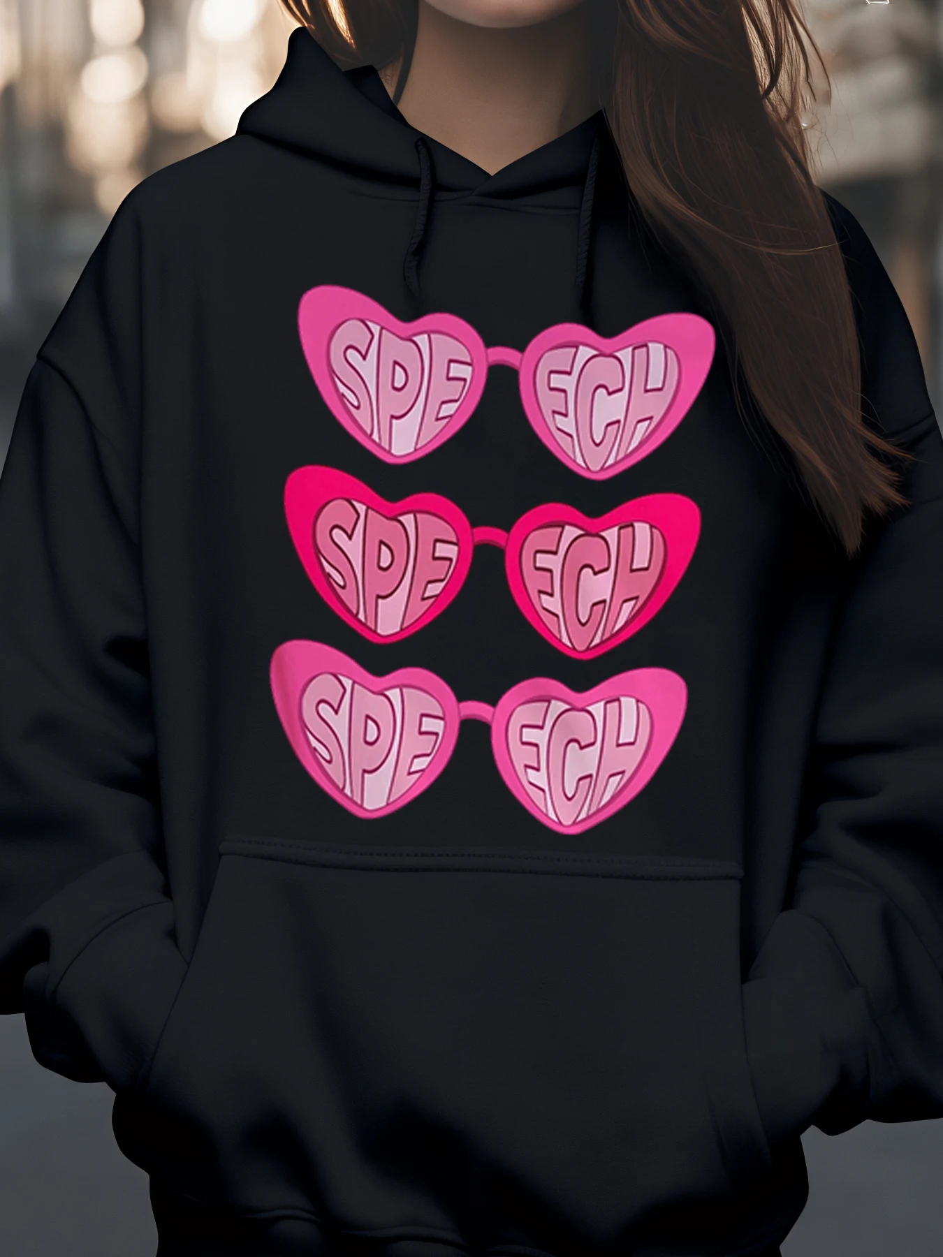 

Солнцезащитные очки в форме сердца, толстовка с буквенным принтом, повседневная одежда на День святого Валентина, женская мода