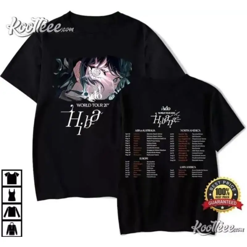 

Мужская тяжелая футболка Ado World Tour 2025 Hibana Merch