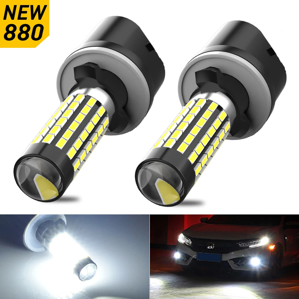 

2pcs H27W/1 880 H27 PG13 Led Moto Fog Lamp 12V 24V White 6000K Headlight Canbus Light No Adapter Required Car Turbo Diode Bulb
