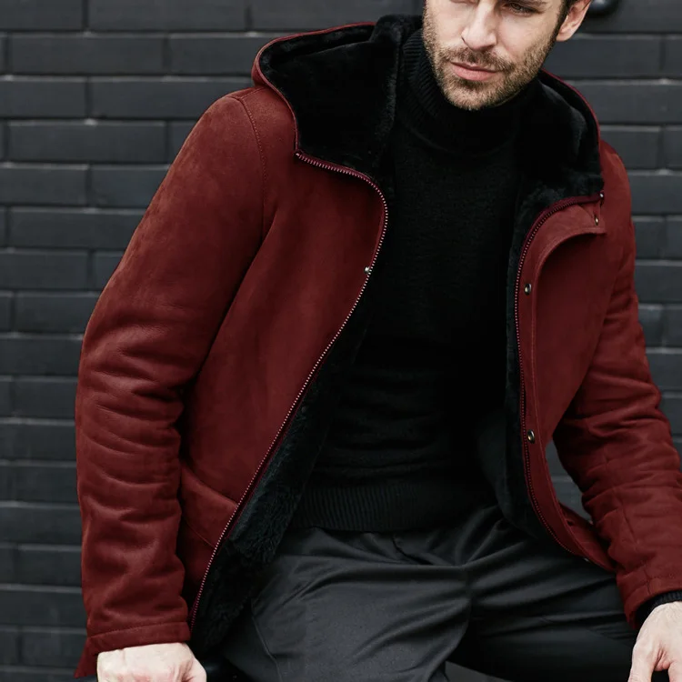 Winter Men Plush Coat Vinatge Long Sleeve Pocket Male Hooded Outerwear Mid Length Windproof Business Casual Man Long Jacket
