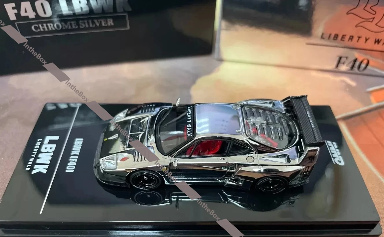 1:64 INNO64 lbwk F40เงินโครเมี่ยม Diecast โมเดลรถยนต์รถยนต์ของเล่นงานอดิเรกรุ่นจำกัด